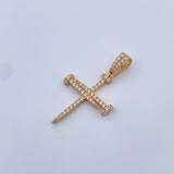 Dije Cruz Clavo 2.1gr / 3.4cm / Circones Blancos Oro Amarillo 18K &