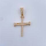 Dije Cruz Clavo 2.1gr / 3.4cm / Circones Blancos Oro Amarillo 18K &