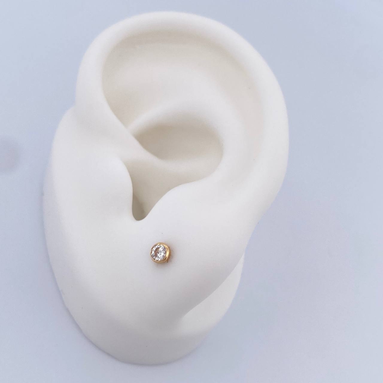 Topos Bicel 0.4gr / Circon Blanco Oro Amarillo 18K $