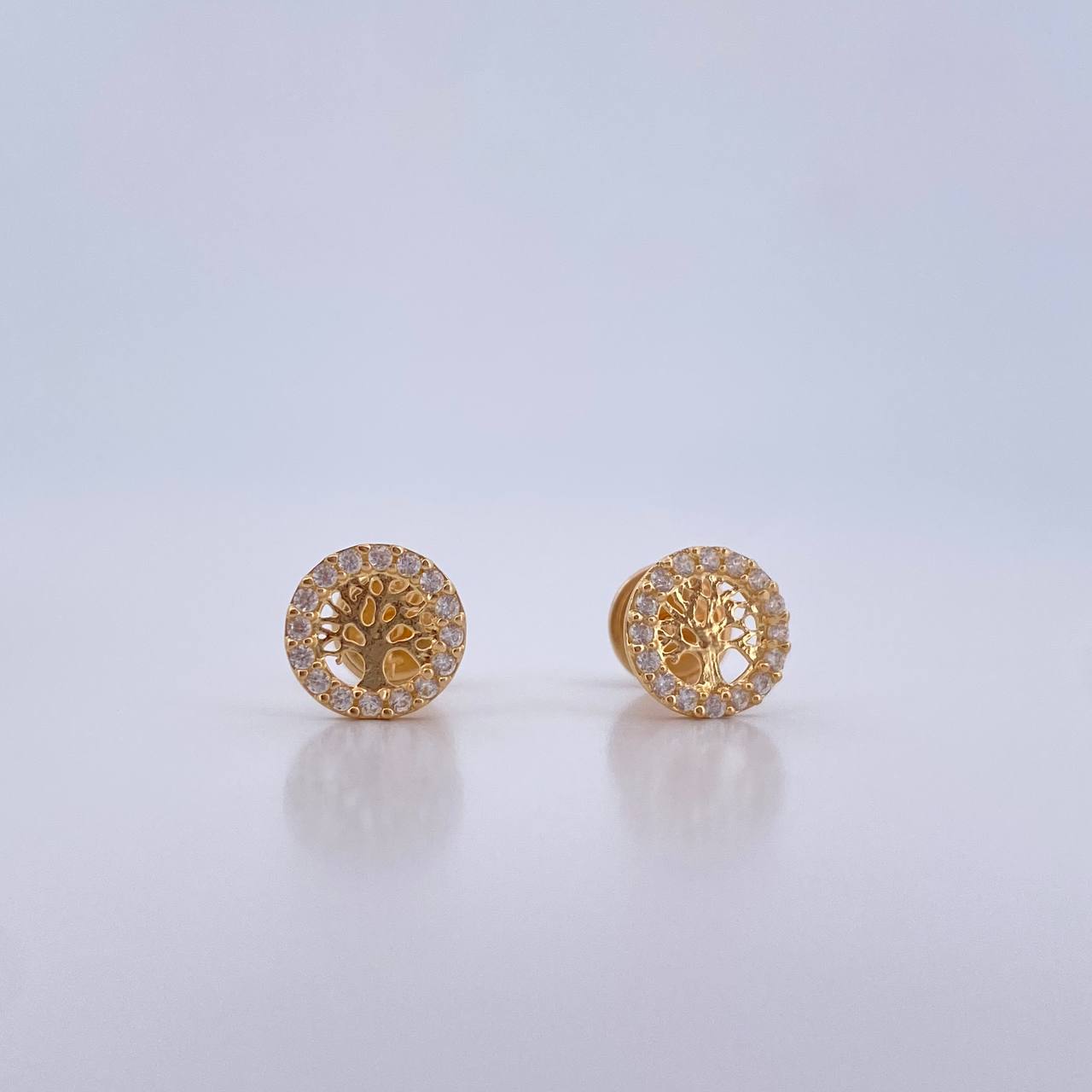 Topos Arbol De La Vida 0.85gr / Circones Blancos Oro Amarillo 18K