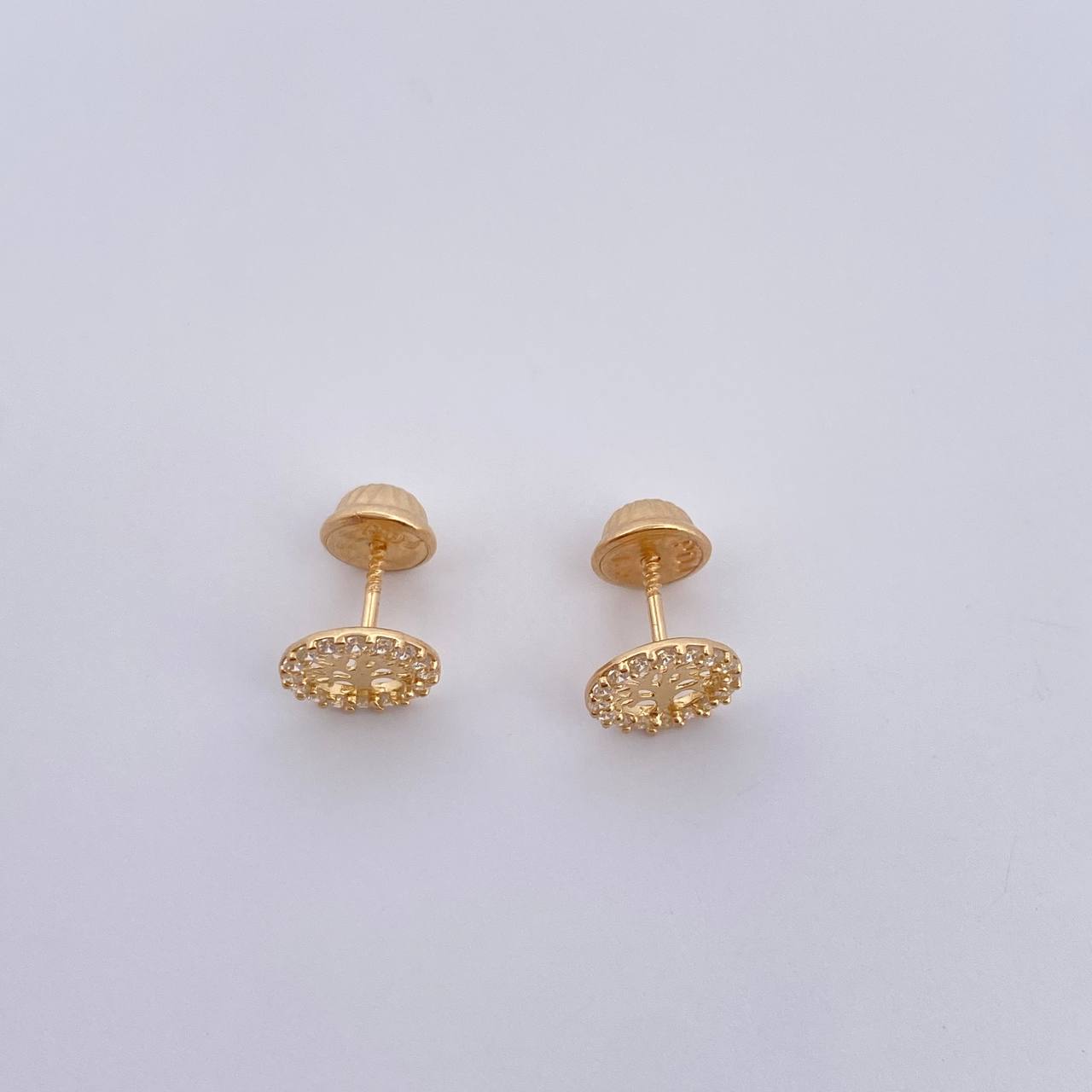 Topos Arbol De La Vida 0.85gr / Circones Blancos Oro Amarillo 18K