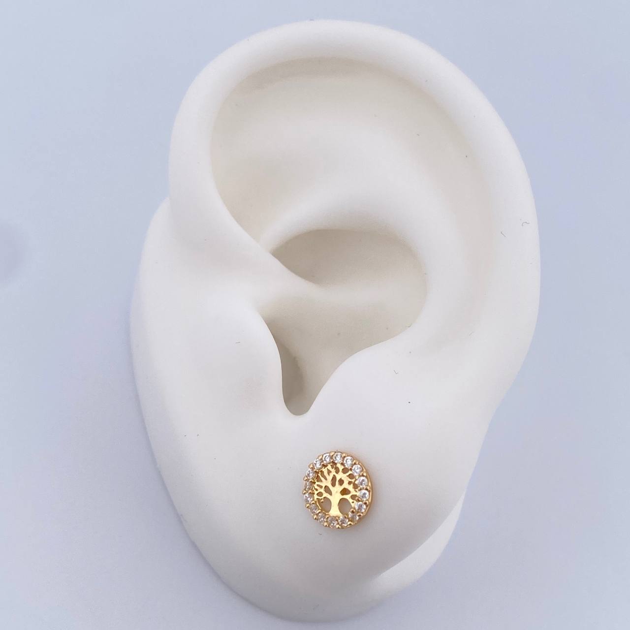 Topos Arbol De La Vida 0.85gr / Circones Blancos Oro Amarillo 18K $