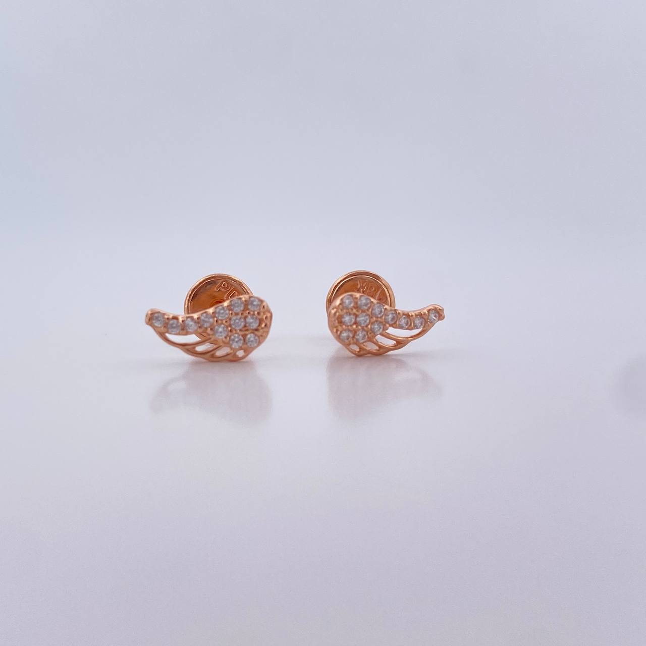 Topos Alas 0.8gr / Circones Blancos Oro Rosa 18K $