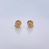Stud Earrings Heart Silhouette 0.65gr / White Zircons 18K Yellow Gold $