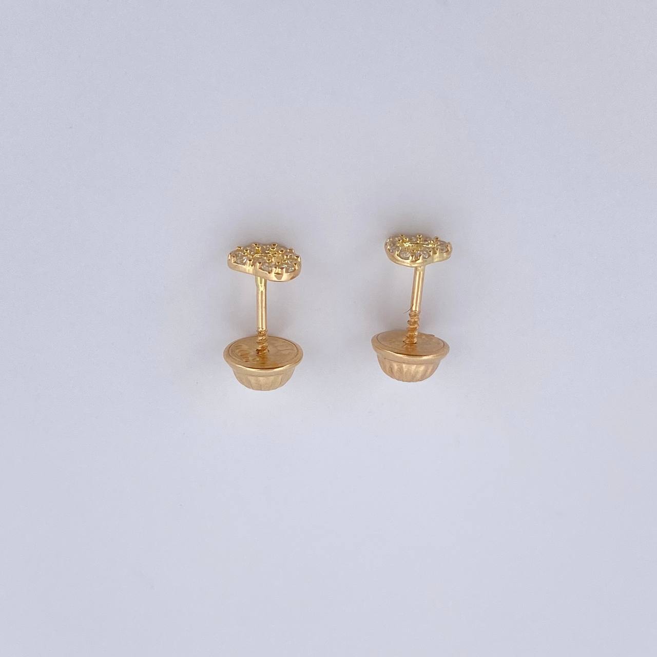 Stud Earrings Heart Silhouette 0.65gr / White Zircons 18K Yellow Gold $