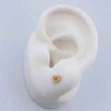 Stud Earrings Heart Silhouette 0.65gr / White Zircons 18K Yellow Gold $