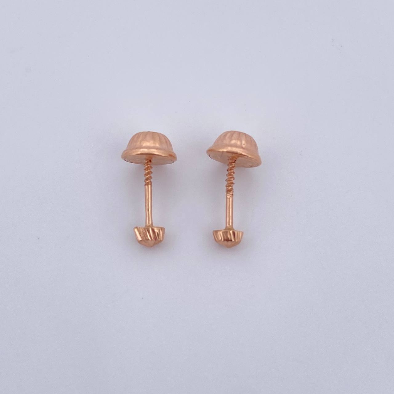 Stud Earrings Media Bead 0.4gr / 3mm Diamond Cut 18K Rose Gold $