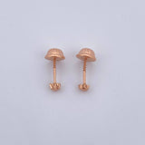Stud Earrings Media Bead 0.4gr / 3mm Diamond Cut 18K Rose Gold $