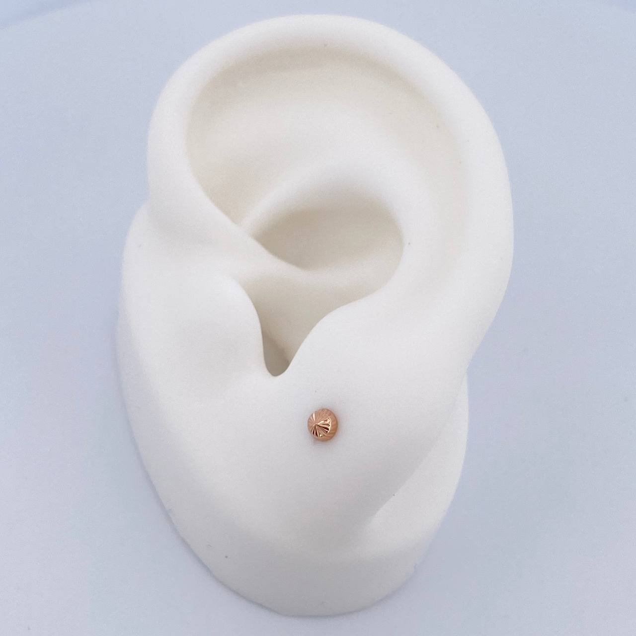 Stud Earrings Media Bead 0.4gr / 3mm Diamond Cut 18K Rose Gold $