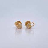 Topos Corazon Candado 0.7gr / Circones Blancos Oro Amarillo 18K $