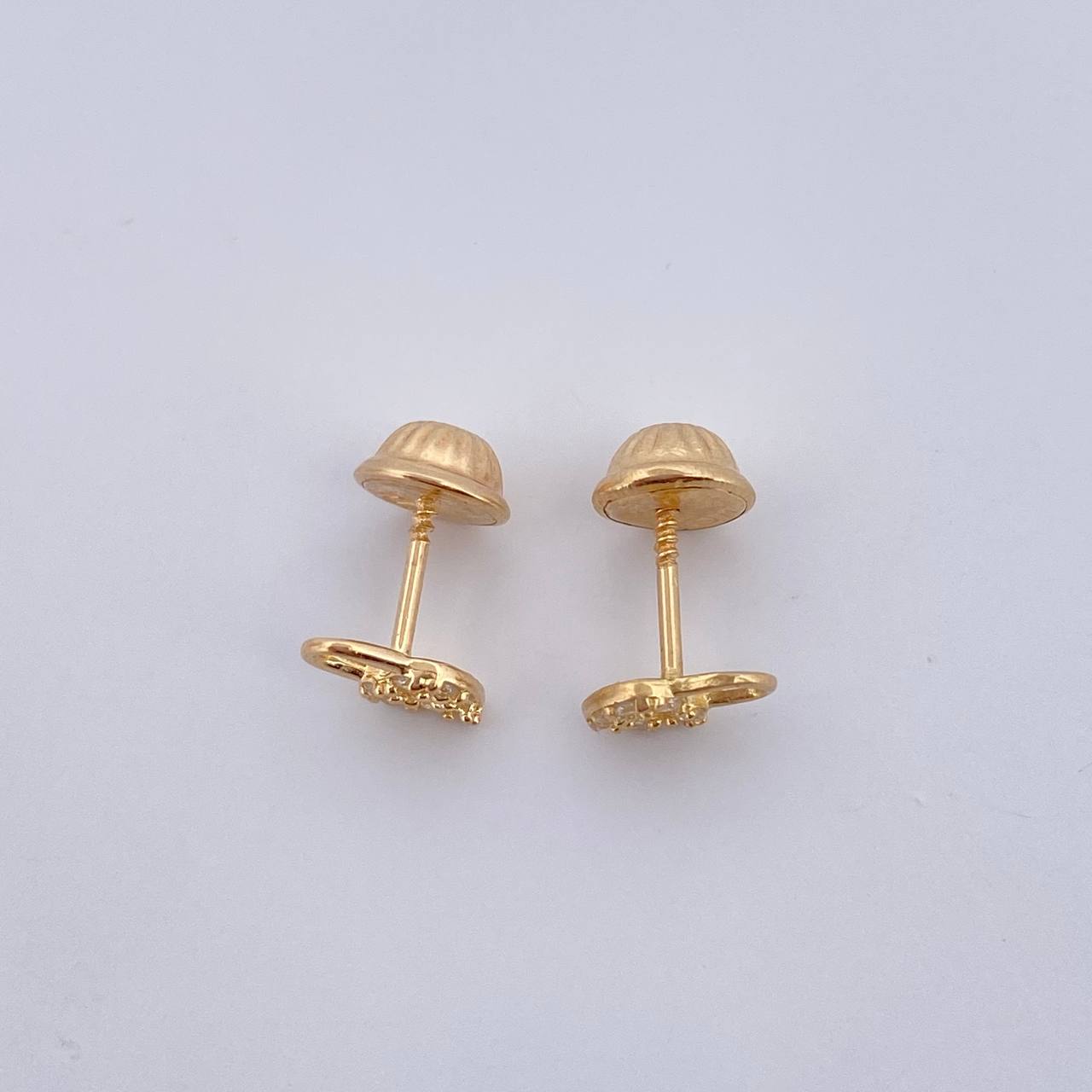 Topos Corazon Candado 0.7gr / Circones Blancos Oro Amarillo 18K $