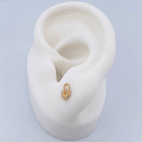 Topos Corazon Candado 0.7gr / Circones Blancos Oro Amarillo 18K $