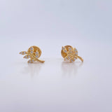 Stud Earrings Sheets 0.75gr / White Zircons 18K Yellow Gold &