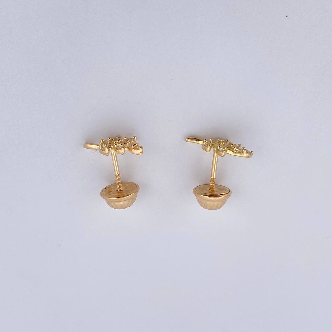 Stud Earrings Sheets 0.75gr / White Zircons 18K Yellow Gold &