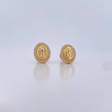 Stud Earrings Virgin Guadalupe 1.45gr / White Zircons 18K Yellow Gold $