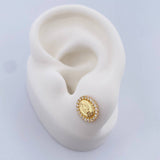 Stud Earrings Virgin Guadalupe 1.45gr / White Zircons 18K Yellow Gold $