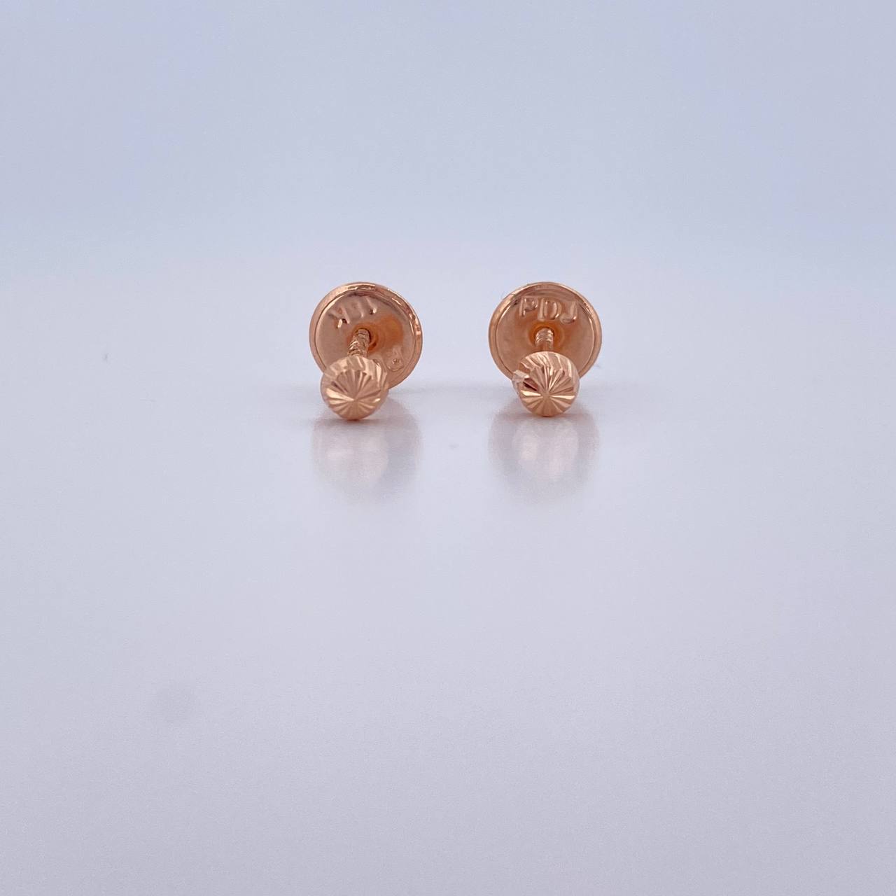 Stud Earrings Media Bead 0.4gr / 3mm Diamond Cut 18K Rose Gold $