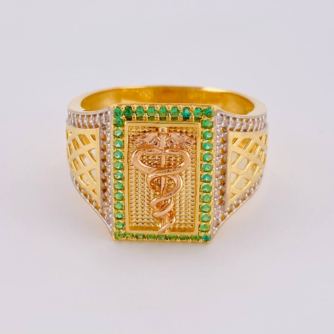 Anillo Caduceo De Serpiente 7.2 g / T10 1/4 Oro Amarillo 18K