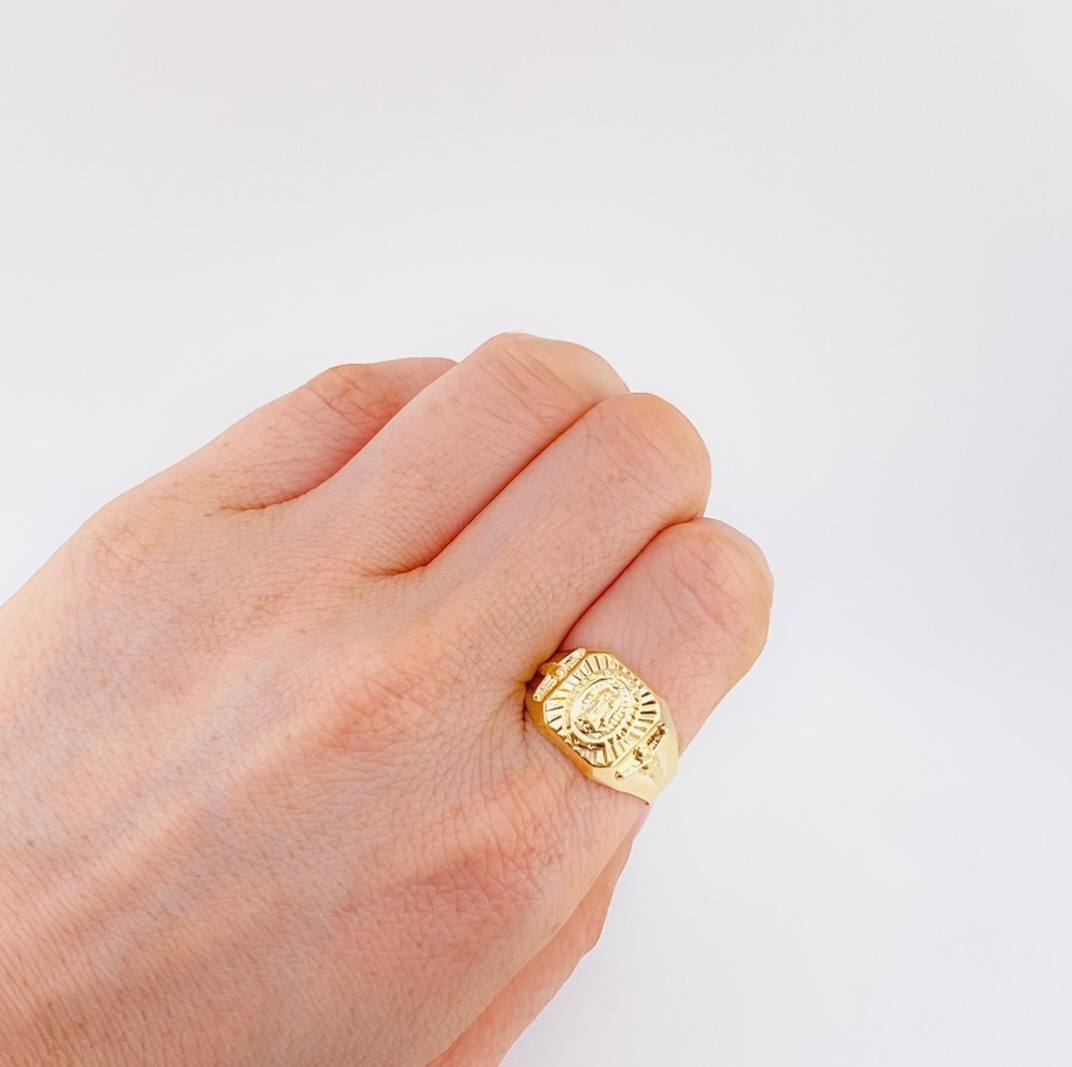 Anillo Sello Virgen De Guadalupe 3.05 g / T10 1/4 Oro Amarillo 18K