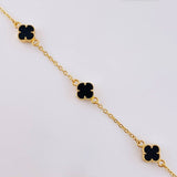 Pulso Modulable Trebol Onix Negro 2.7 g / 6 3/4 in - 6 1/4 in / 1.36 mm Oro Amarillo 18K