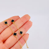 Pulso Modulable Trebol Onix Negro 2.7 g / 6 3/4 in - 6 1/4 in / 1.36 mm Oro Amarillo 18K