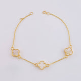 Pulso Modulable Trebol Blanco 3.75 g / 7 1/2 in - 7 in / 1.4 mm Oro Amarillo 18K