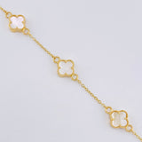 Pulso Modulable Trebol Blanco 3.75 g / 7 1/2 in - 7 in / 1.4 mm Oro Amarillo 18K