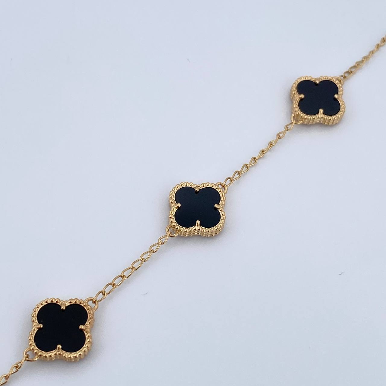 Bracelet Spike Clover Gradual 5.55gr / 17.1cm-19.2cm / 1.3mm Black Onyx 18K Yellow Gold $