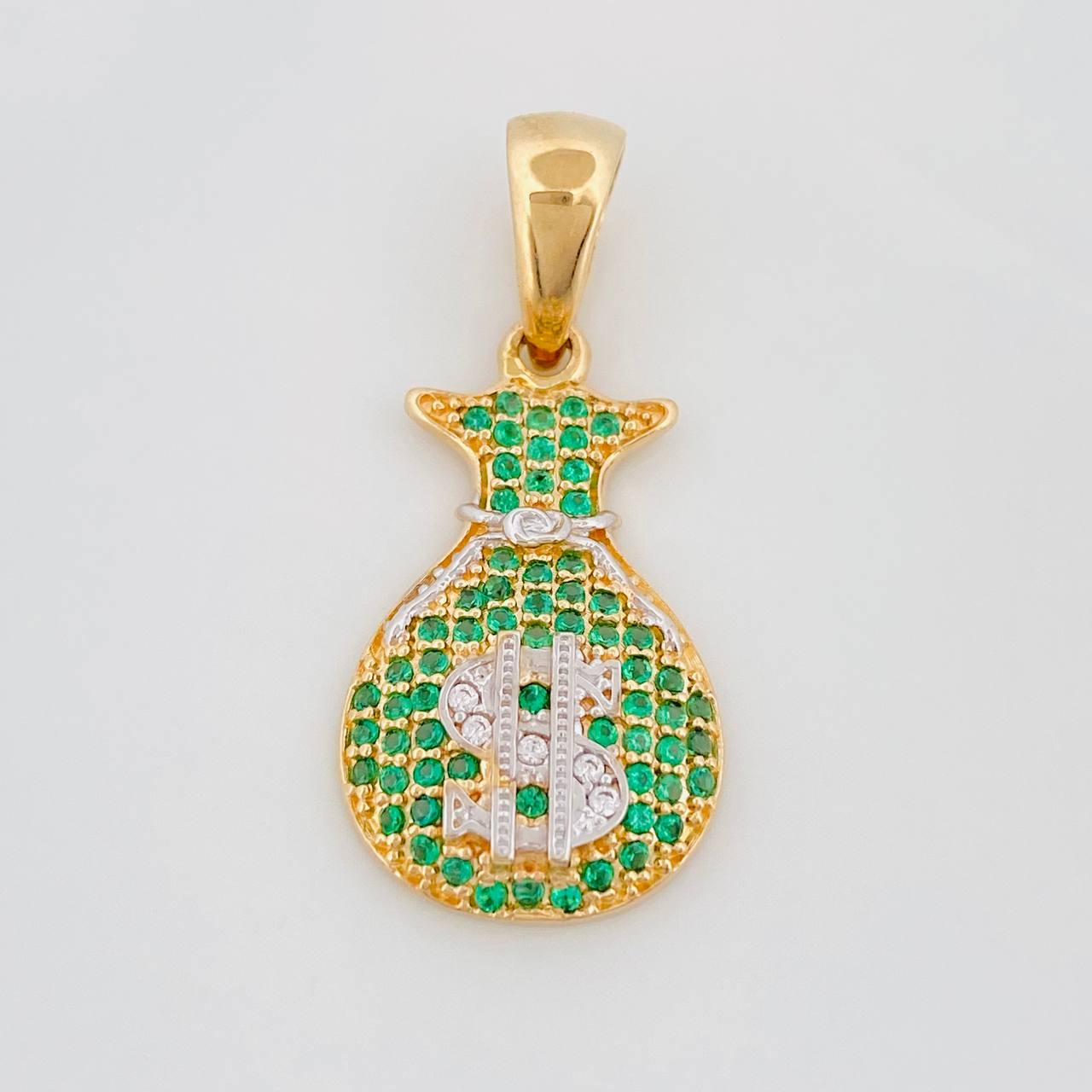 Pendant Money Bag 2.6 g / 1 1/4 in Two-Tone Yellow White Gold 18K