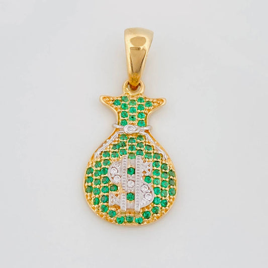 Pendant Money Bag 2.6 g / 1 1/4 in Two-Tone Yellow White Gold 18K