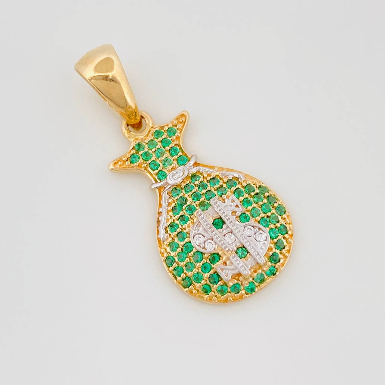Pendant Money Bag 2.6 g / 1 1/4 in Two-Tone Yellow White Gold 18K