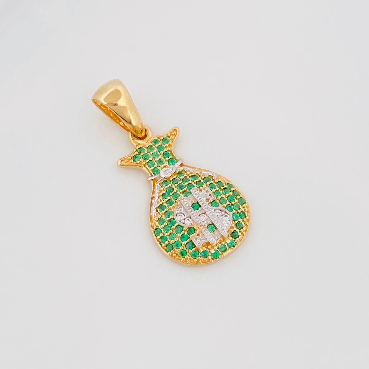 Pendant Money Bag 2.6 g / 1 1/4 in Two-Tone Yellow White Gold 18K