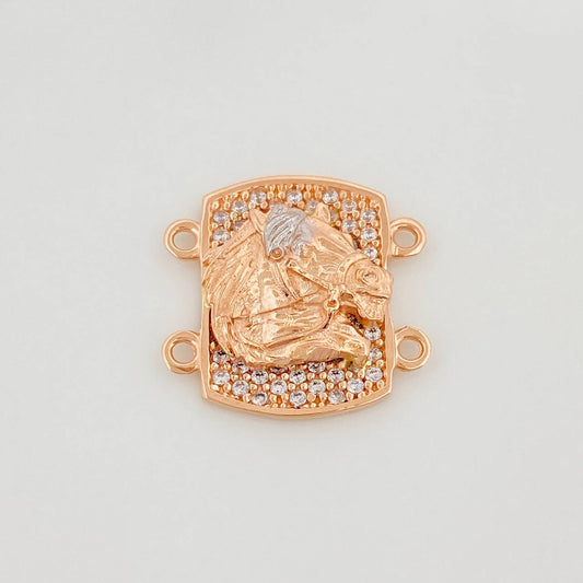 Charm Horseshoe 2.55 g / 1/2 in Two-Tone White and Rose Gold 18K