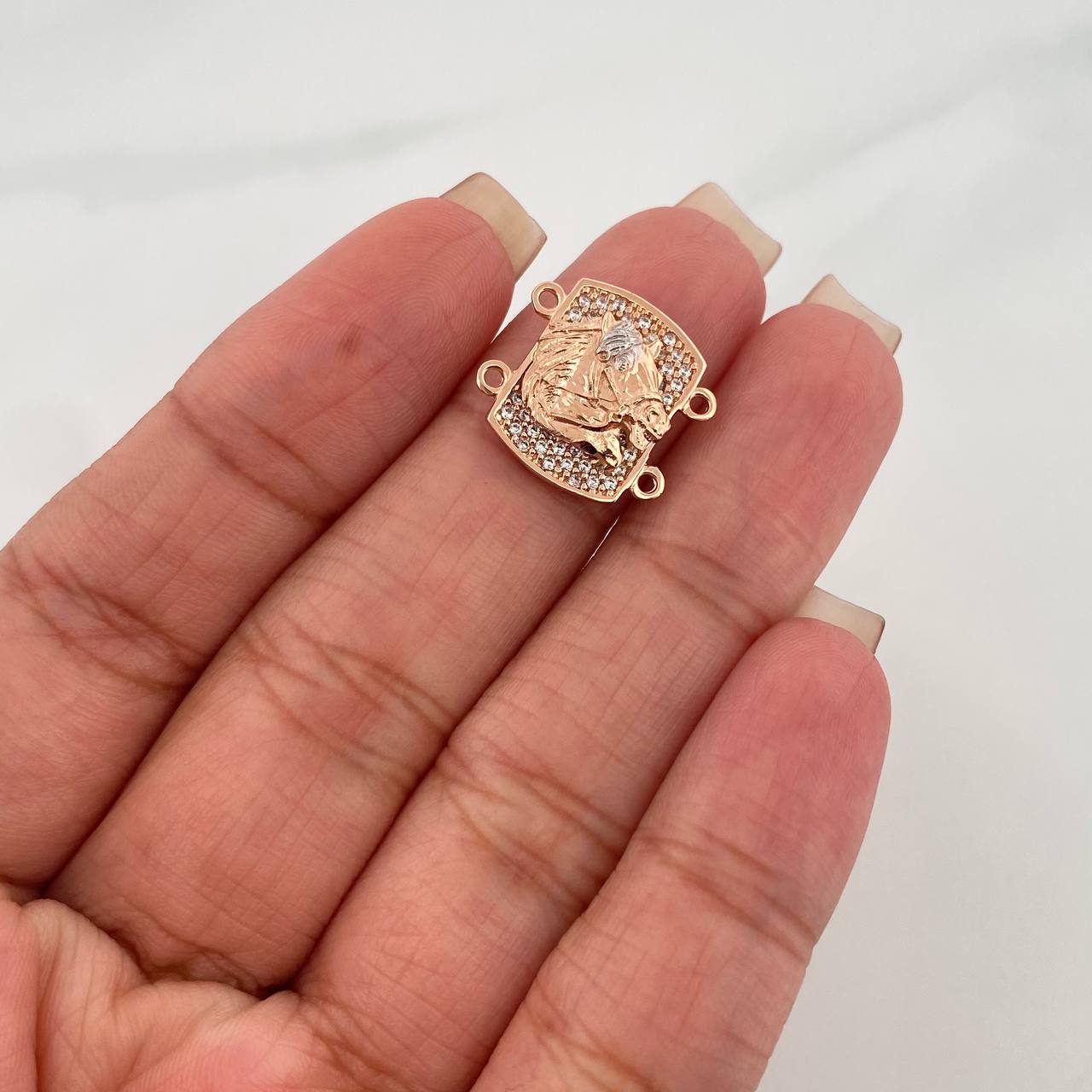 Herraje Herradura Caballo 2.55 g / 1/2 in Dos Oros Blanco Rosa 18K