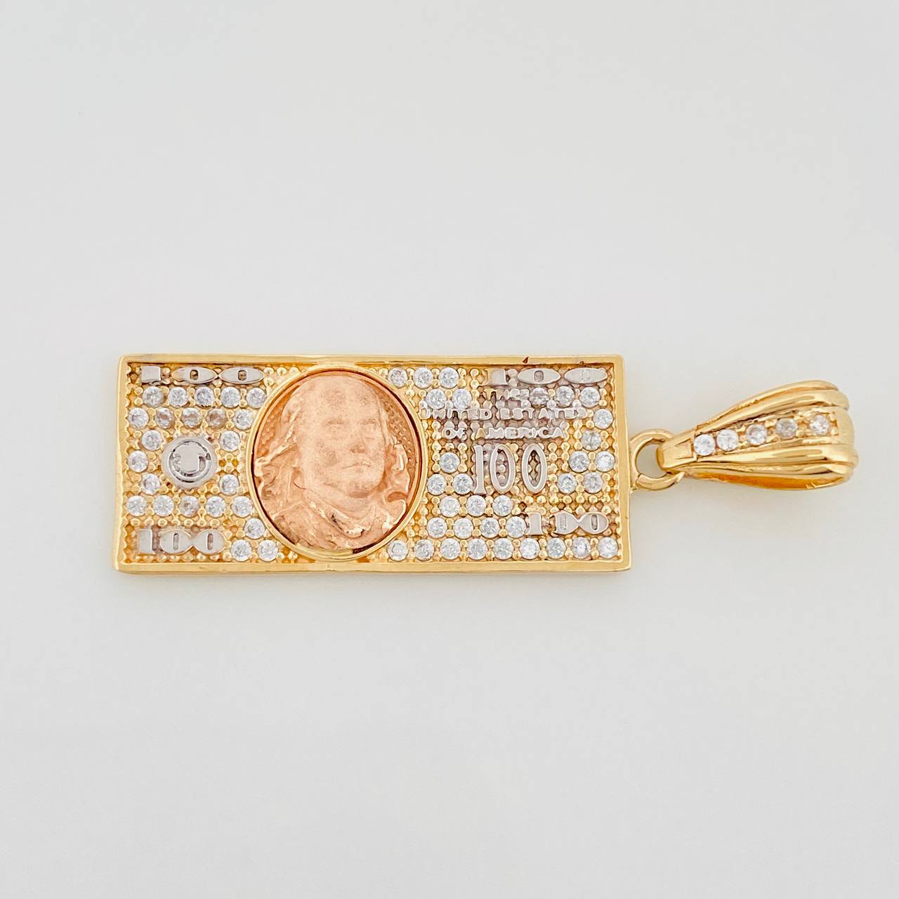 Pendant Dollar Bill 3.45 g / 1 1/2 in Three Golds 18K