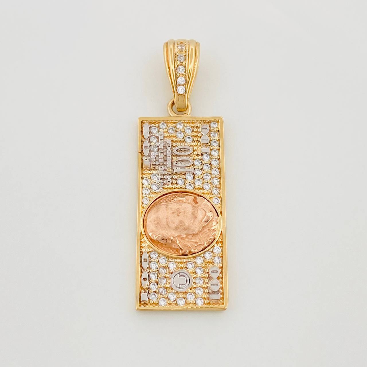 Pendant Dollar Bill 3.45 g / 1 1/2 in Three Golds 18K