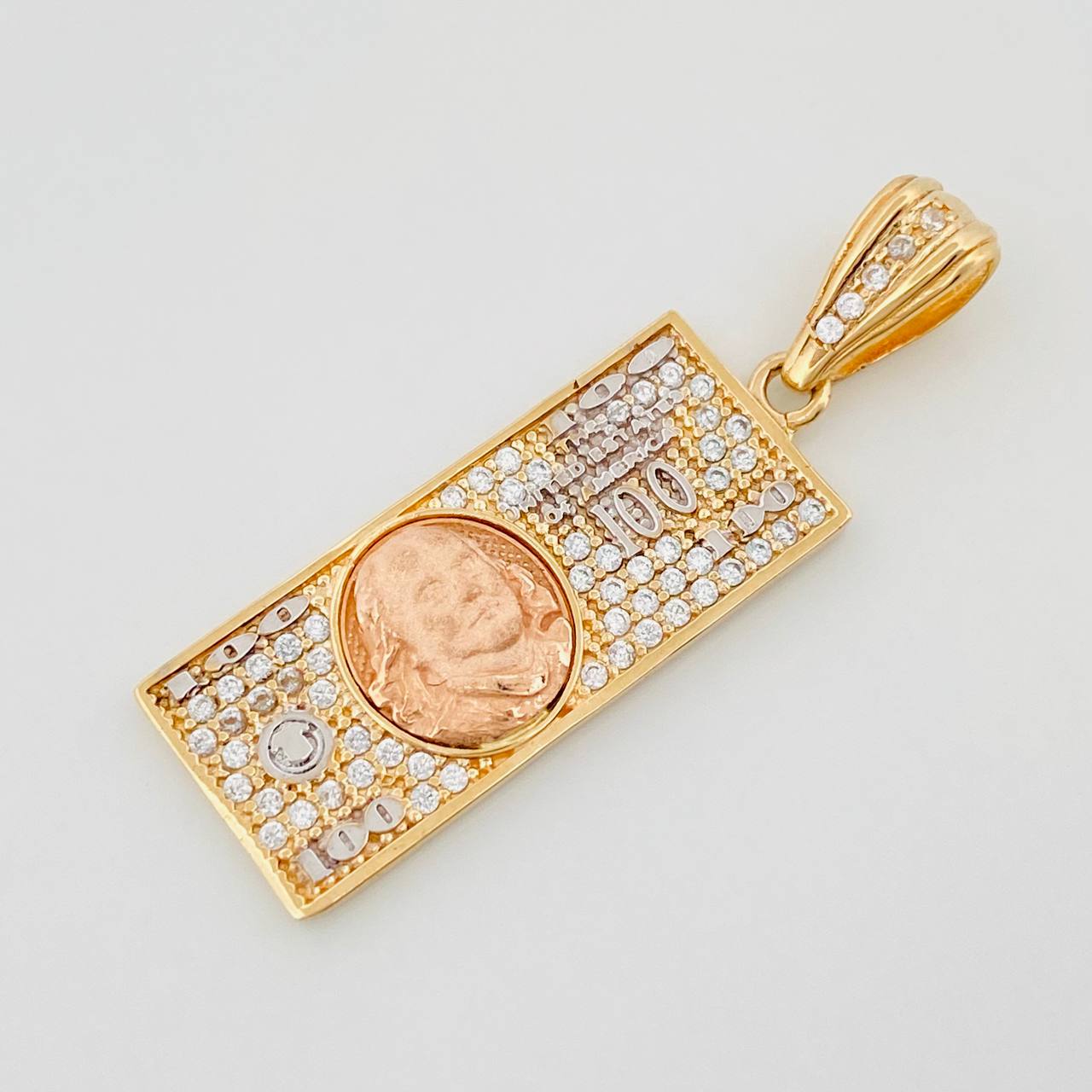 Pendant Dollar Bill 3.45 g / 1 1/2 in Three Golds 18K