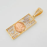 Pendant Dollar Bill 3.45 g / 1 1/2 in Three Golds 18K