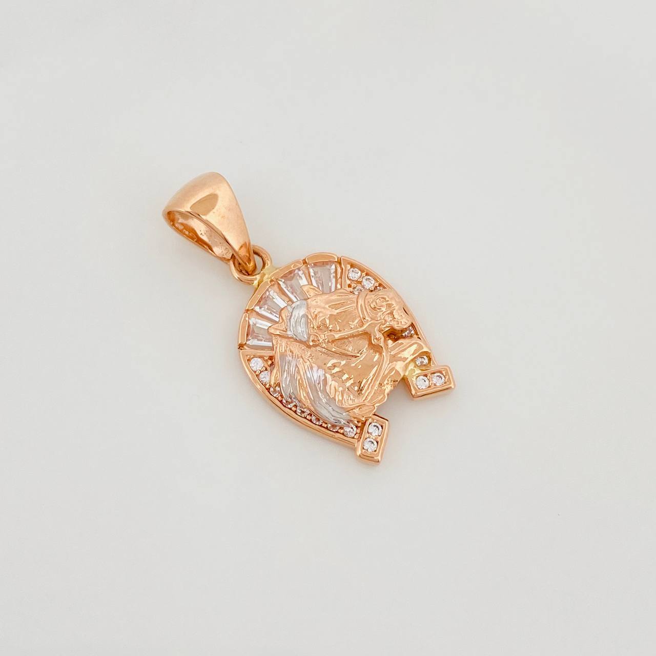 Horse Shoe Pendant 2.35 g / 1 in Two-Tone White and Rose Gold 18K