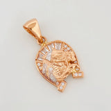 Horse Shoe Pendant 2.35 g / 1 in Two-Tone White and Rose Gold 18K