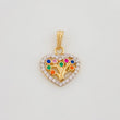 Dije Corazón Árbol De La Vida 1.35 g / 3/4 in Dos Oros Amarillo Blanco 18K