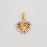 Dije Corazón Árbol De La Vida 1.35 g / 3/4 in Dos Oros Amarillo Blanco 18K