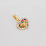 Dije Corazón Árbol De La Vida 1.35 g / 3/4 in Dos Oros Amarillo Blanco 18K