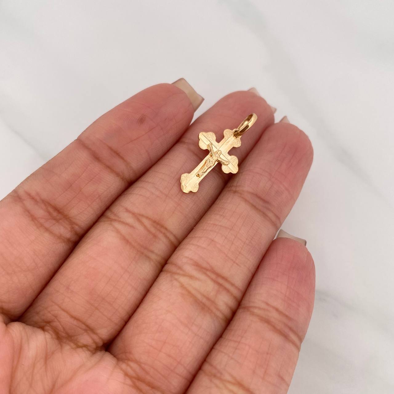 Dije Cruz Cristo Ortodoxa 1 g / 1 in Oro Amarillo 18K