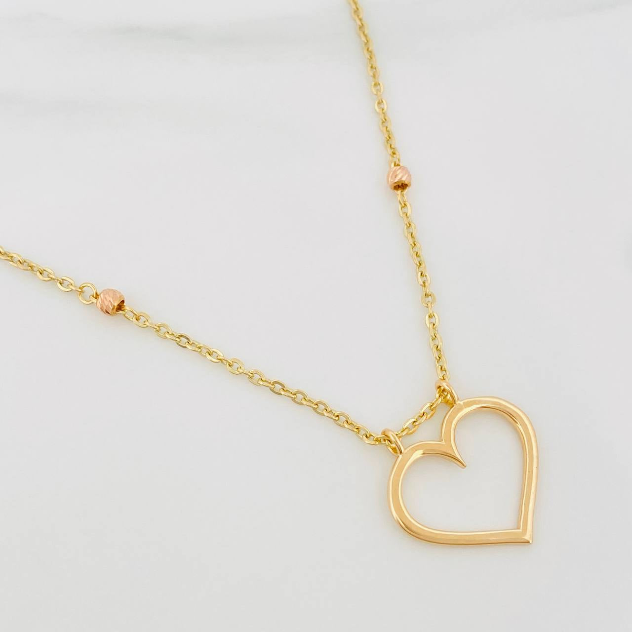 Classic Link Heart Silhouette Chain 4.15 g / 18 1/4 in / 3 mm Three Golds 18K