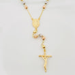 Rosary Virgin Miraculous Cross Christ 10.6 g / 23 1/2 in / 4 mm Three Golds 18K