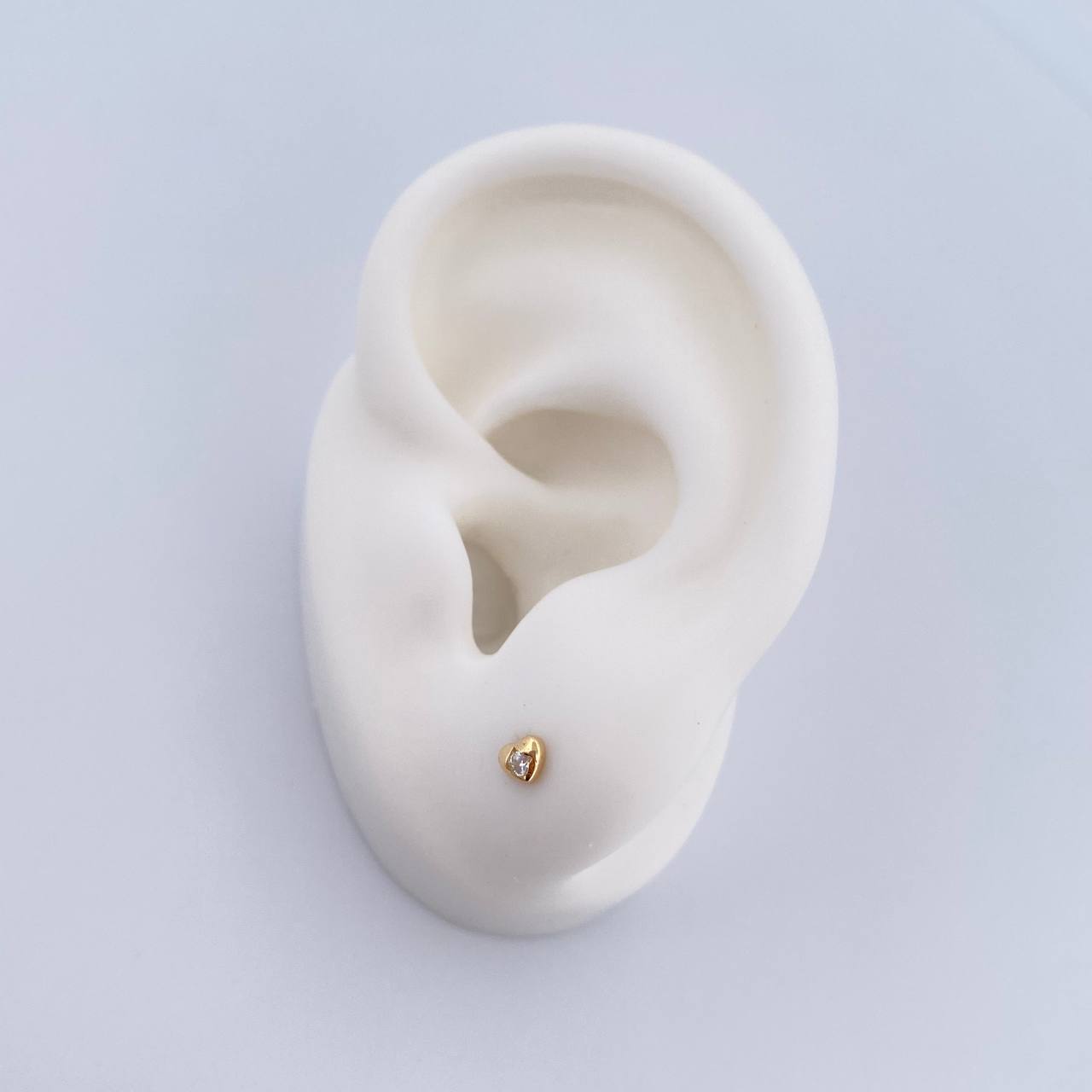 Topos Corazon 0.55gr / Circon Blanco Oro Amarillo 18K &
