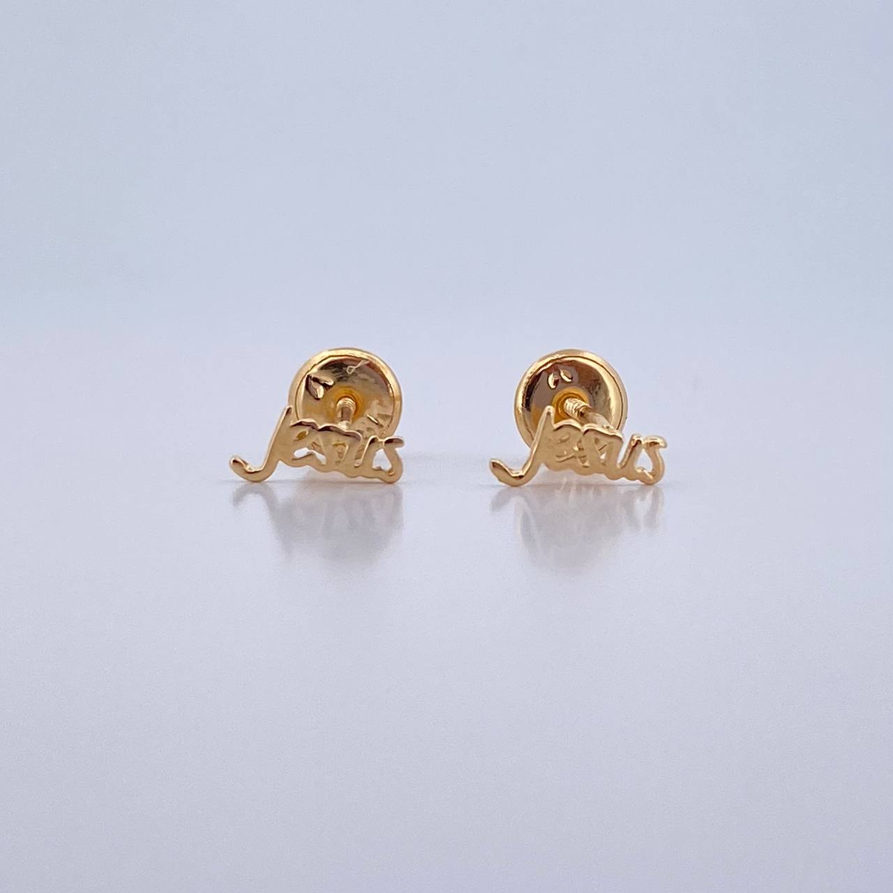 Stud Earrings Jesus 0.5gr / 18K Yellow Gold &