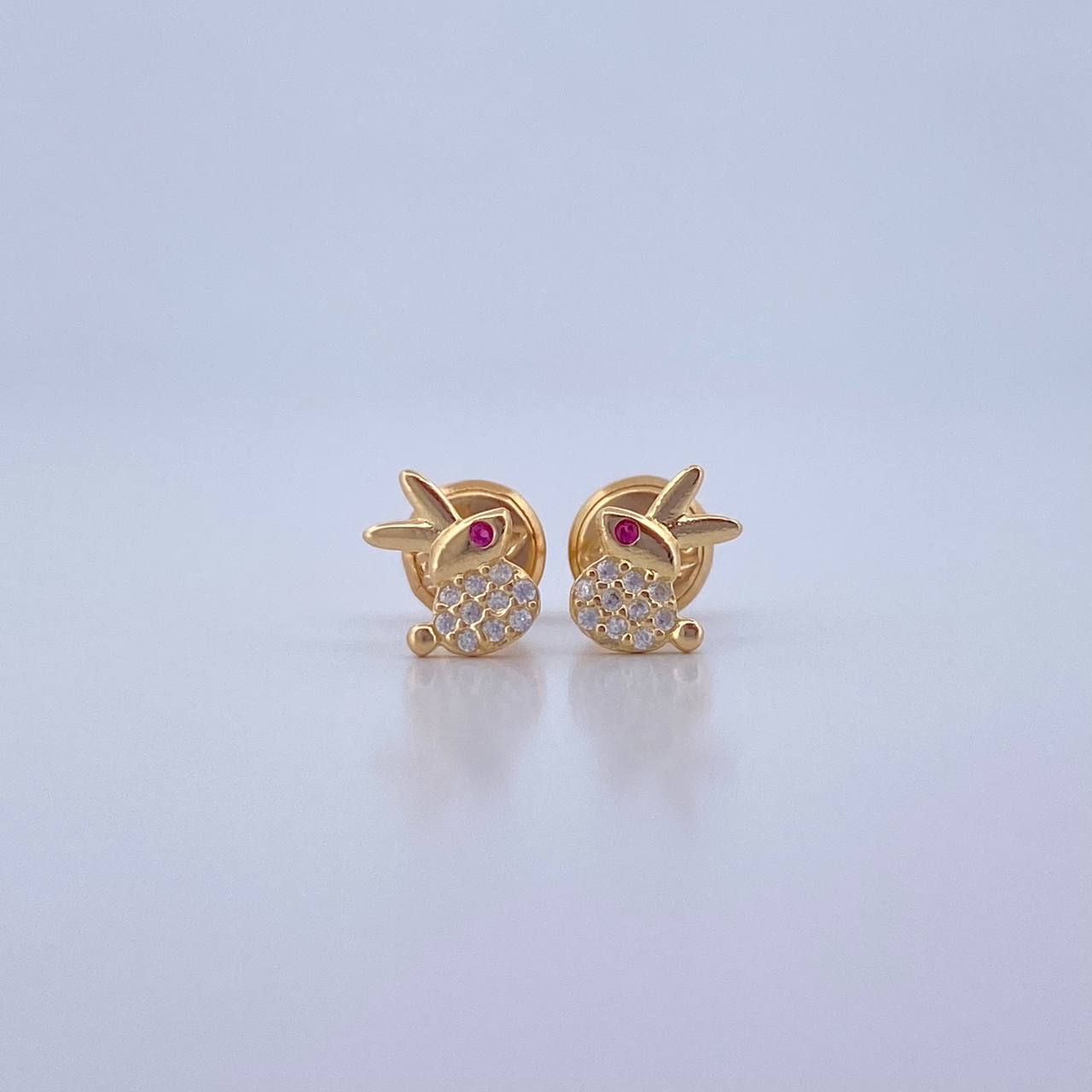 Topos Conejo 0.65gr / Circones Fucsia Blancos Oro Amarillo 18K &
