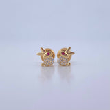 Topos Conejo 0.65gr / Circones Fucsia Blancos Oro Amarillo 18K &